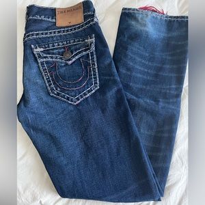 Men’s Ricky relaxed fit vintage distressed jeans. Gently used, like new